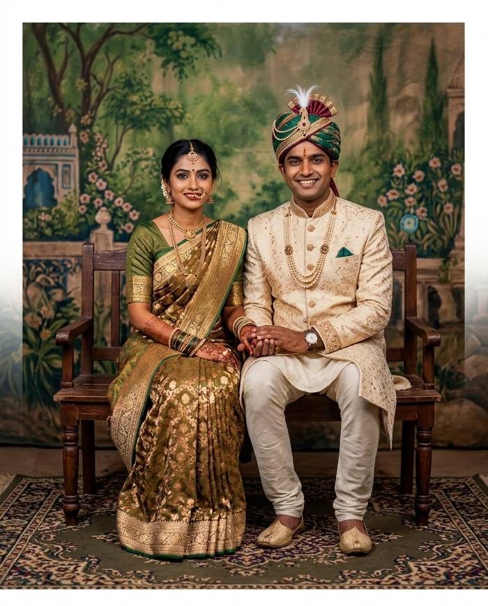 The same couple’s portrait with colour restored